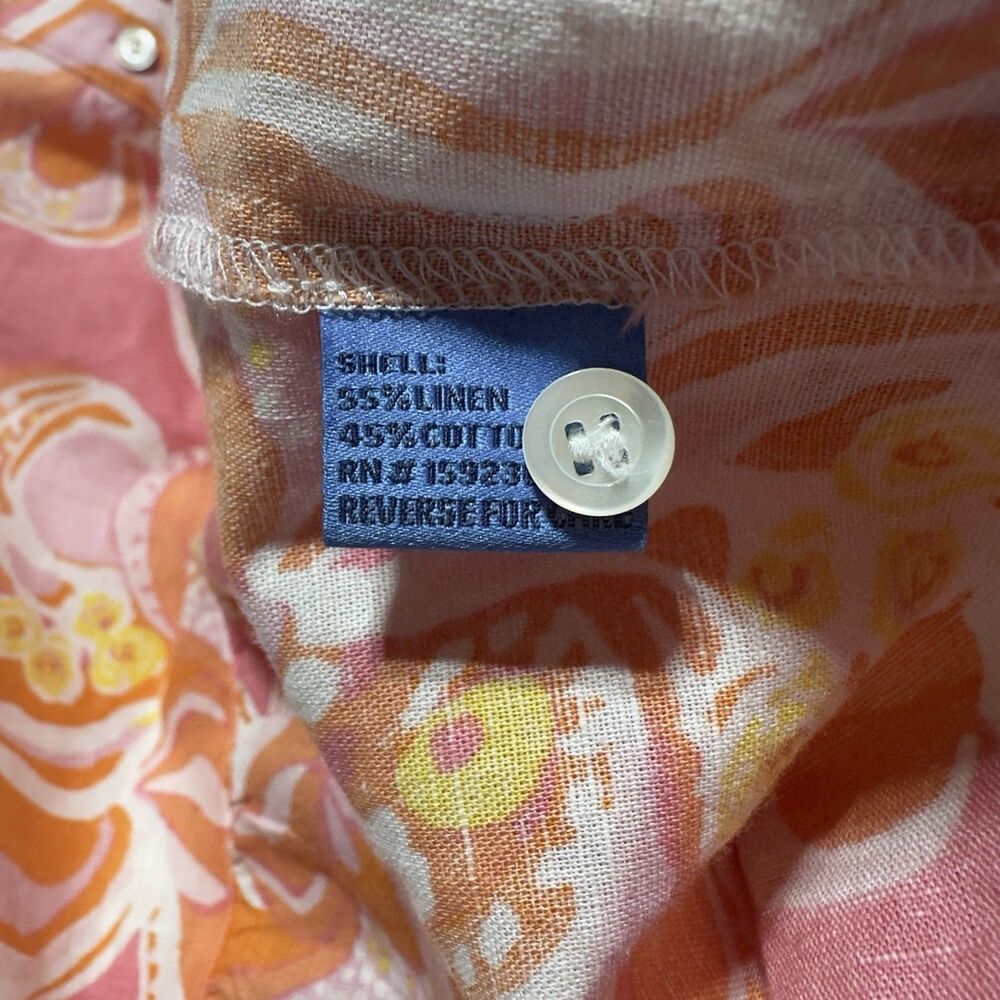 J. McLaughlin Linen Cotton Floral Paisley Button Front Midi Dress Drawstring M - Picture 7 of 13